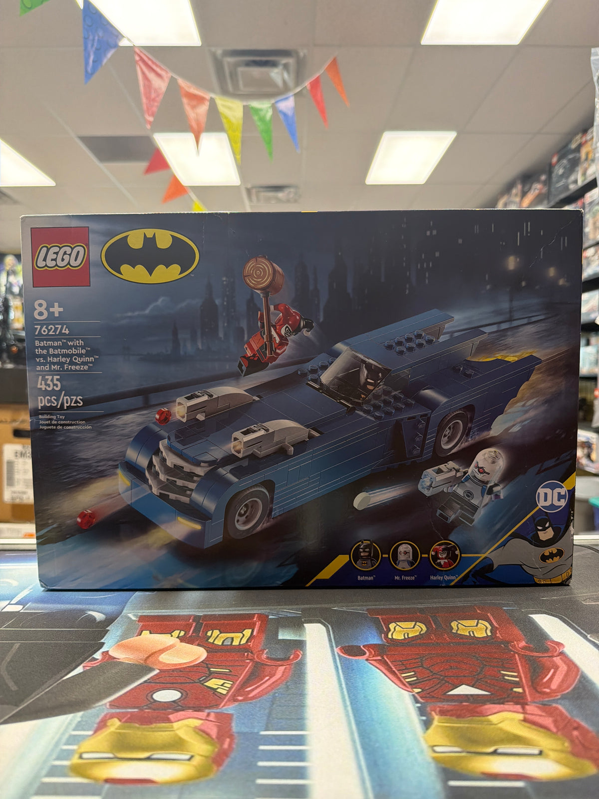 Batman with the Batmobile vs. Harley Quinn and Mr. Freeze