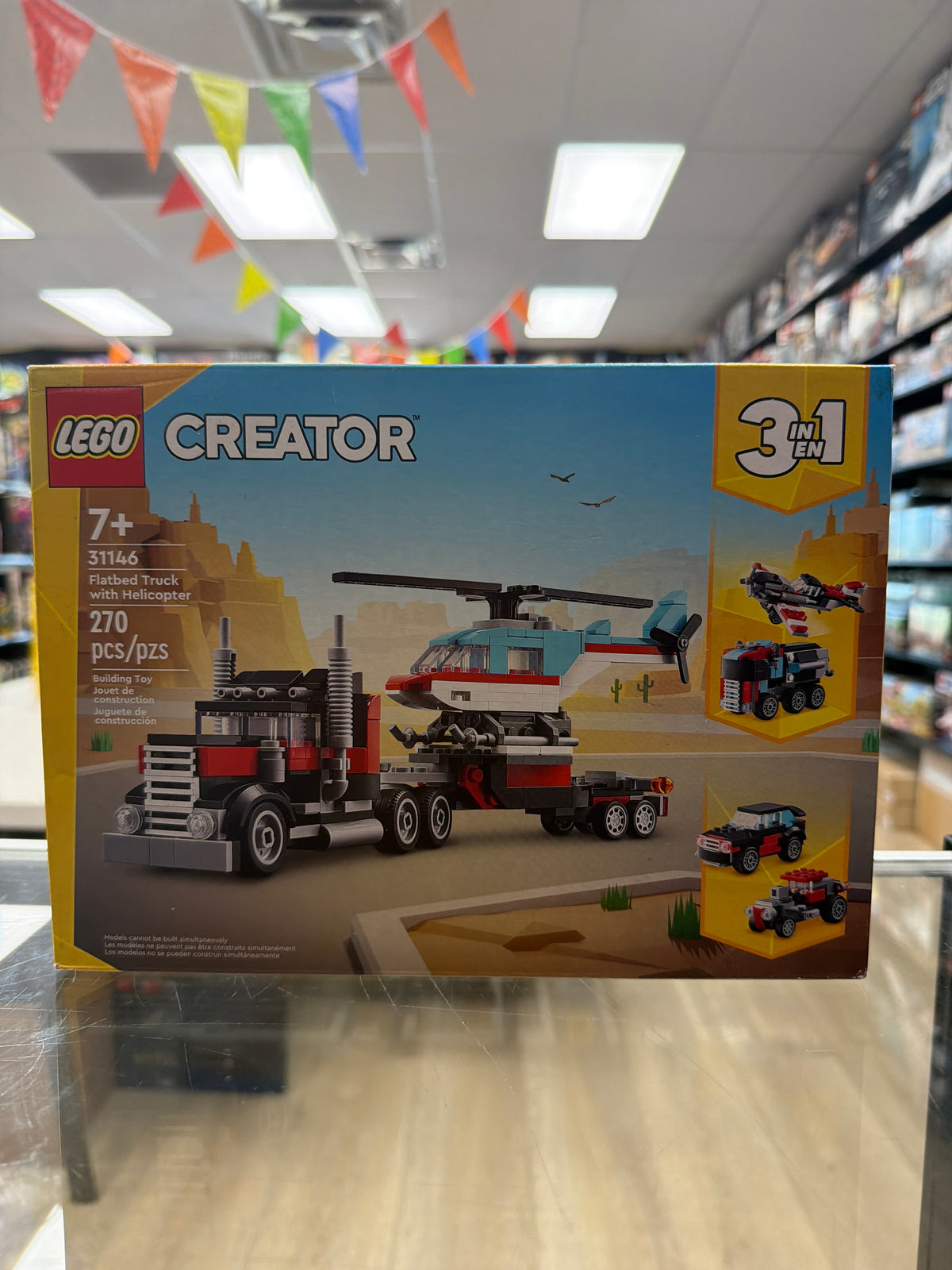 Flatbed Truck with Helicopter